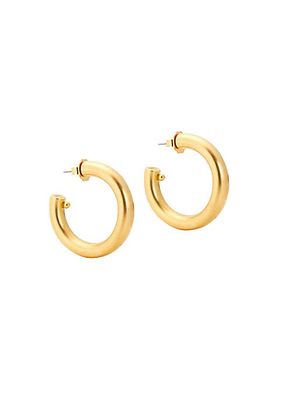 Jumbo 24K-Gold-Plated Hoop Earrings