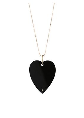 Jumbo Angele 18K Rose Gold & Onyx Heart Pendant Necklace