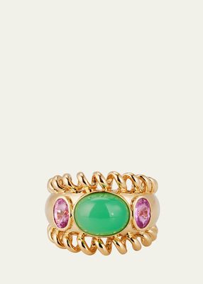 Jumbo Chrysoprase and Pink Sapphire Slinkee Icon Ring
