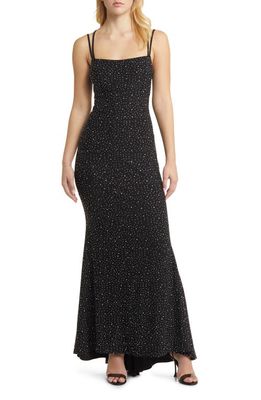 Jump Apparel Rhinestone Strappy Gown in Black