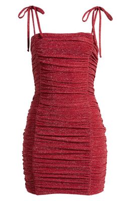 Jump Apparel Shimmer Ruched Party Dress in Wine