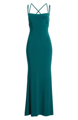 Jump Apparel Strappy Jersey Gown in Hunter
