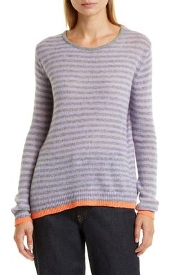 JUMPER 1234 Little Stripe Crewneck Cashmere Sweater in Mid Grey Lavender