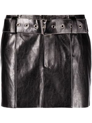 Juneyen belted faux-leather miniskirt - Black