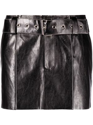 Juneyen belted raw hem miniskirt - Black