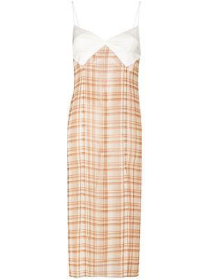 Juneyen check-print sleeveless midi dress - Neutrals