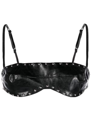 Juneyen faux leather studded bra - Black