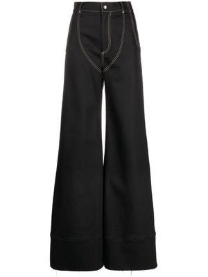 Juneyen high-waisted wide-leg denim jeans - Black