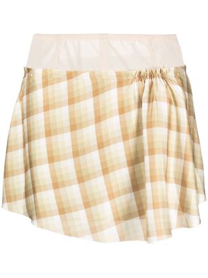Juneyen plaid-pattern panelled skirt - Yellow