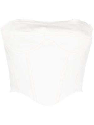 Juneyen raw-edge denim corset - White