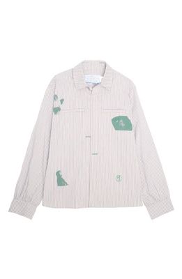 JUNGLES Movement Stripe Cotton Graphic Button-Up Shirt