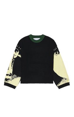 Jungles Ornaments Knit Sweater in Black