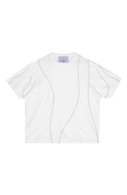 JUNGLES Overlock Stitch Cotton T-Shirt in Off White