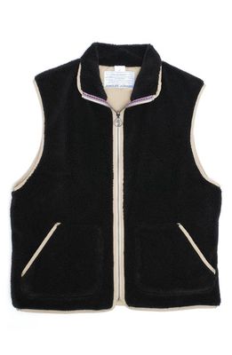 JUNGLES Spiraling Embroidered Fleece Vest in Black
