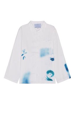 Jungles Waiting Around Long Sleeve Button Up Shirt in White