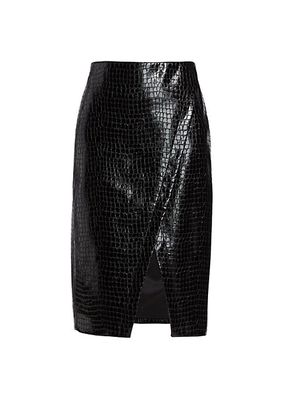 Juniper Croc-Effect Faux Patent Leather Pencil Skirt