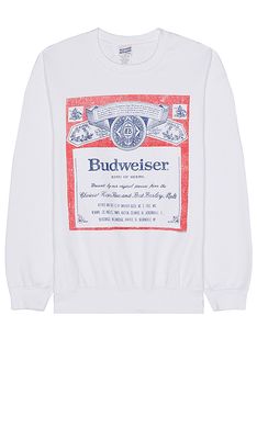 Junk Food Budweiser Label Sweater in White