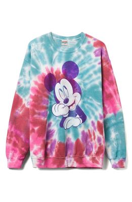 Junk Food x Disney Mickey Mouse Tie Dye Fleece Graphic Sweatshirt