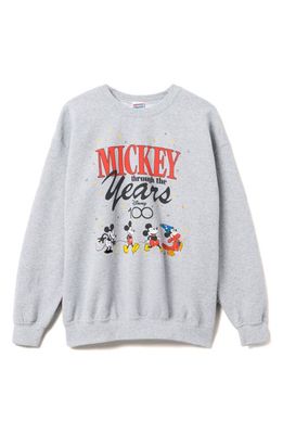 Junk Food x Disney Mickey Through the Years Fleece Graphic Sweatshirt in Sport Grey