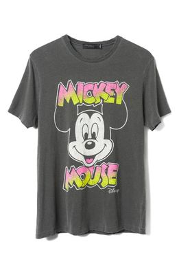 Junk Food x Disney Retro Mickey Distressed Cotton Graphic T-Shirt in Vintage Black