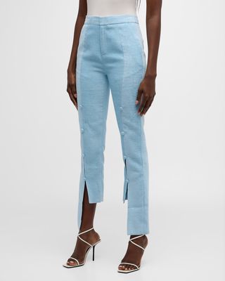 Juno Paneled Button Accent Staggered Pants