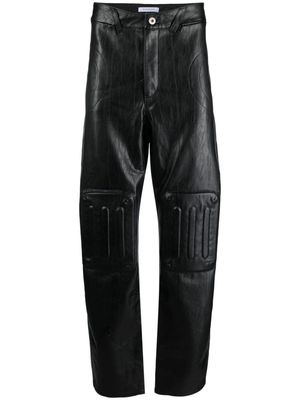 JUNTAE KIM embossed-panel straight-leg trousers - Black