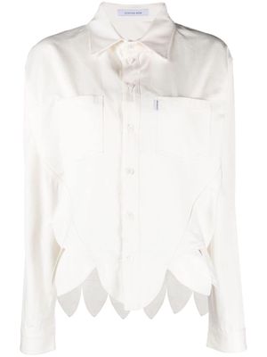 JUNTAE KIM scallop-hem corset shirt - White