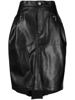 Junya Watanabe asymmetric draped leather skirt - Black
