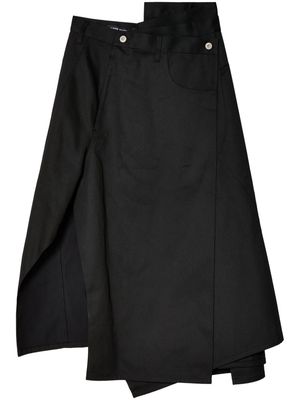 Junya Watanabe asymmetric high-waist midi skirt - Black