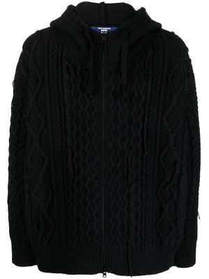 Junya Watanabe cable-knit drawstring hoodie - Black