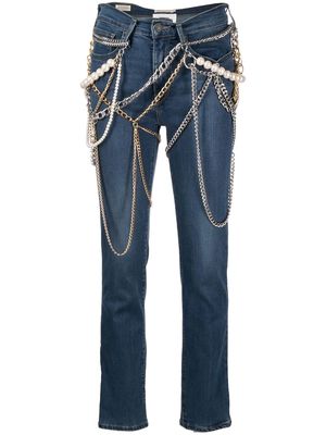 Junya Watanabe chain-detail straight-leg jeans - Blue