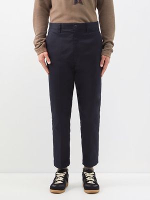 Junya Watanabe - Cropped Cotton-twill Trousers - Mens - Navy