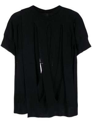 Junya Watanabe cut-out knitted top - Black