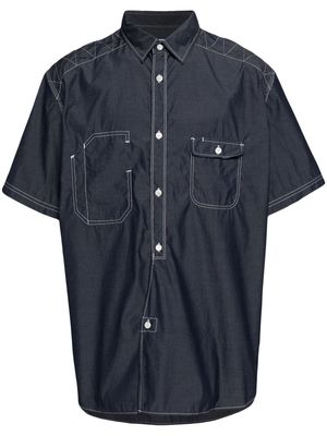 Junya Watanabe decorative-stitching cotton shirt - Blue