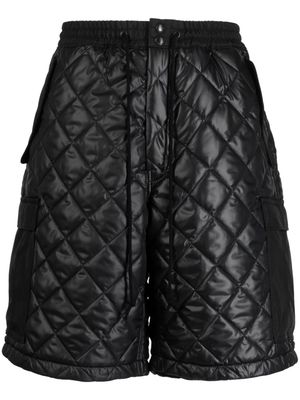 Junya Watanabe diamond-quilted faux-leather shorts - Black