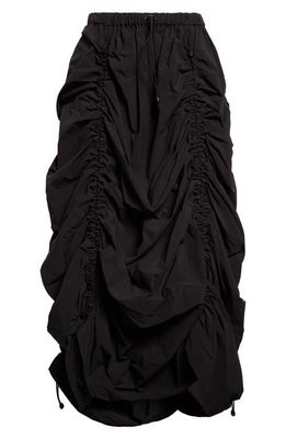 Junya Watanabe Drawcord Ruched Midi Skirt in Black