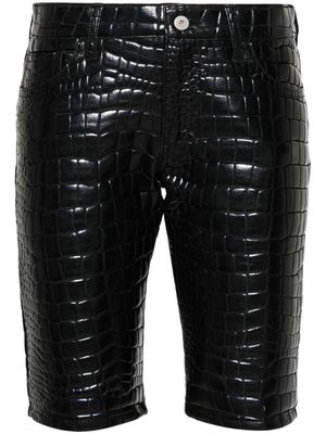 Junya Watanabe embossed crocodile effect shorts - Black