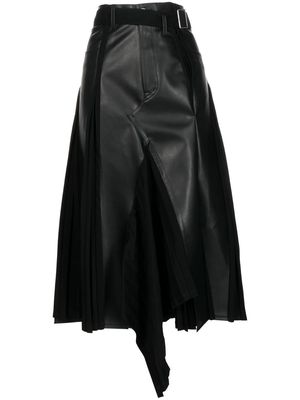 Junya Watanabe faux-leather layered skirt - Black