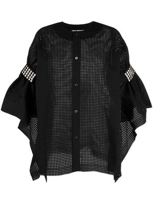 Junya Watanabe faux-pearl detail perforated shirt - Black