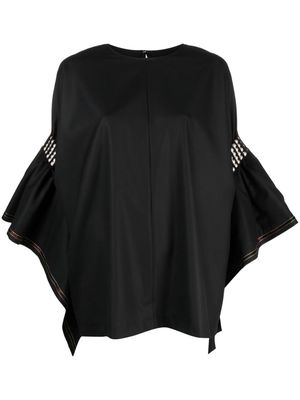 Junya Watanabe faux-pearl-embellished wool blouse - Black