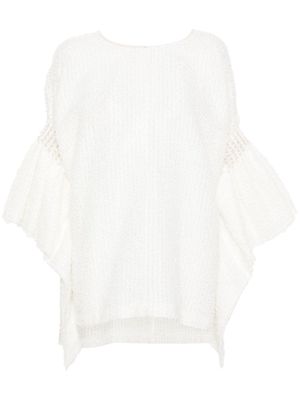 Junya Watanabe flounce-sleeve tweed tunic - White