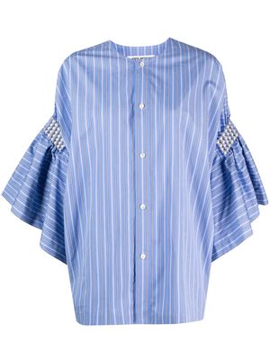 Junya Watanabe gathered-sleeve cotton shirt - Blue
