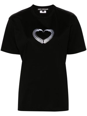 Junya Watanabe graphic-heart print cotton T-shirt - Black