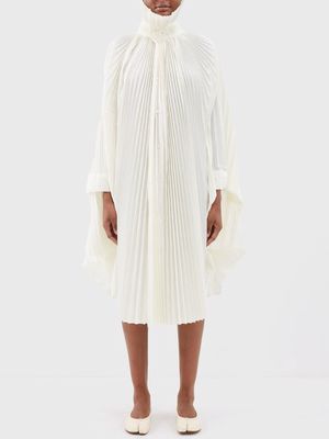 Junya Watanabe - High-neck Pleated Jersey Dress - Womens - Off White