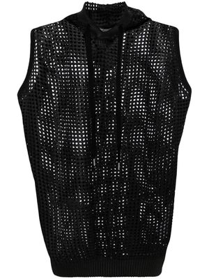 Junya Watanabe hooded sleeveless mesh top - Black