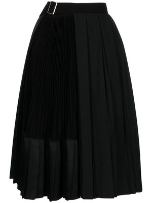 Junya Watanabe layered pleated A-line skirt - Black