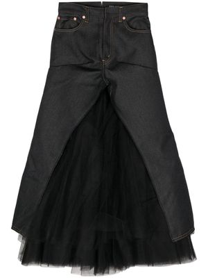 Junya Watanabe layered tulle denim skirt - Blue