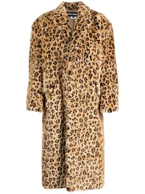 Junya Watanabe leopard print faux-fur coat - Brown