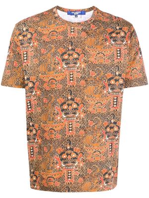 Junya Watanabe MAN abstract-print cotton T-shirt - Brown