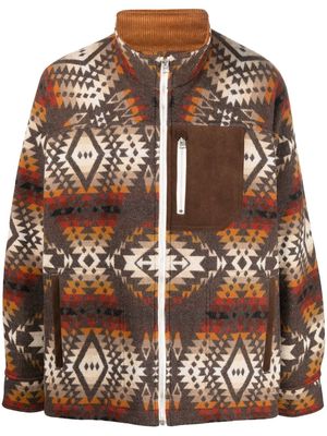 Junya Watanabe MAN abstract-print wool jacket - Brown